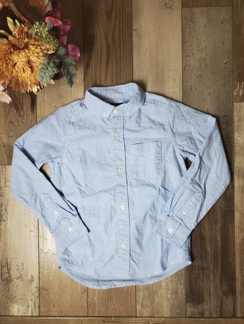PLACE Blue Boys 100% Cotton Buttondown Dress Shirt Size 5/6 NWOT